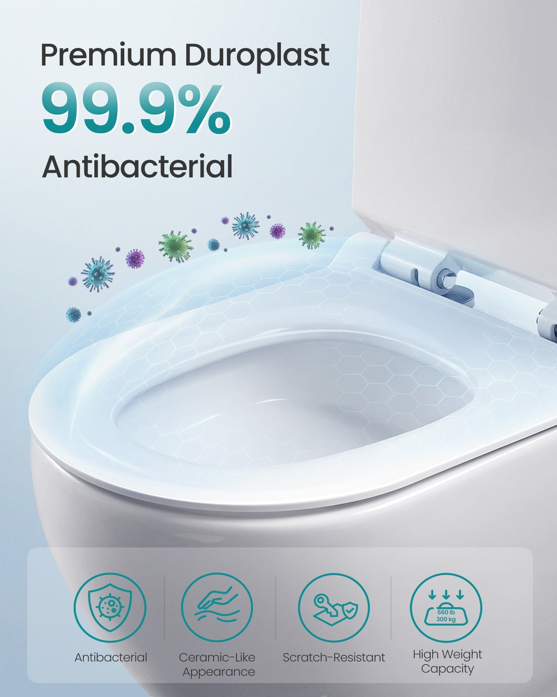Elongated D-Shaped Toilet Seat - 30L - Duroplast