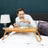 Foldable Laptop Desk - Bamboo - Natural Finish - Height Adjustable with Tilting Angles and Drawer