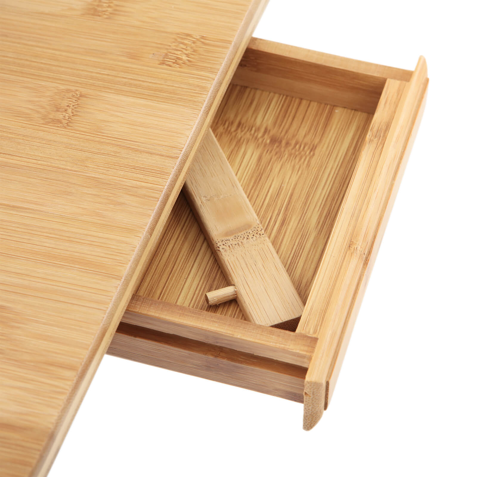 Foldable Laptop Desk - Bamboo - Natural Finish - Height Adjustable with Tilting Angles and Drawer