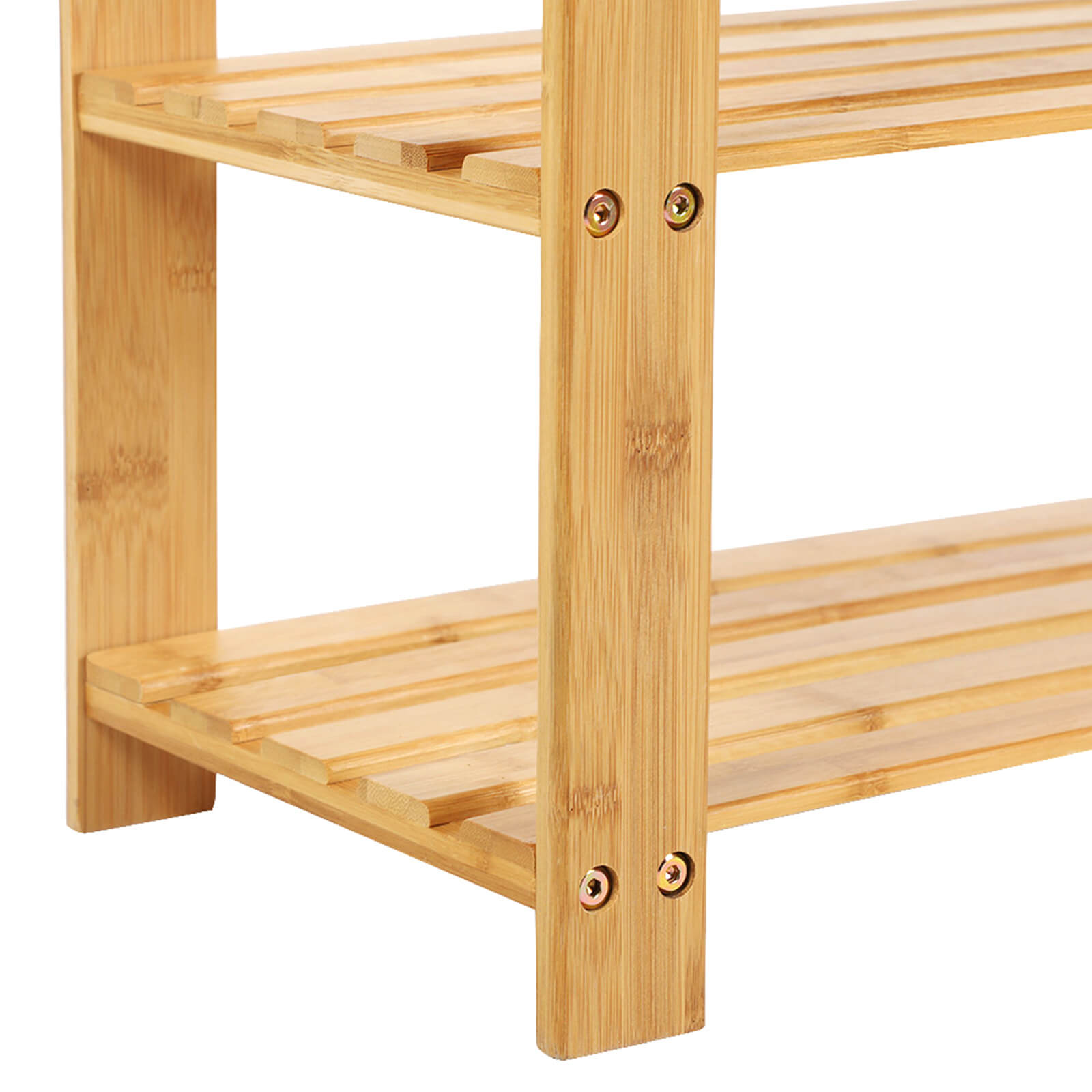 Bamboo Shoe Bench - 3-Tier Storage Organizer - Solid Bamboo - Natural - Compact Dimensions