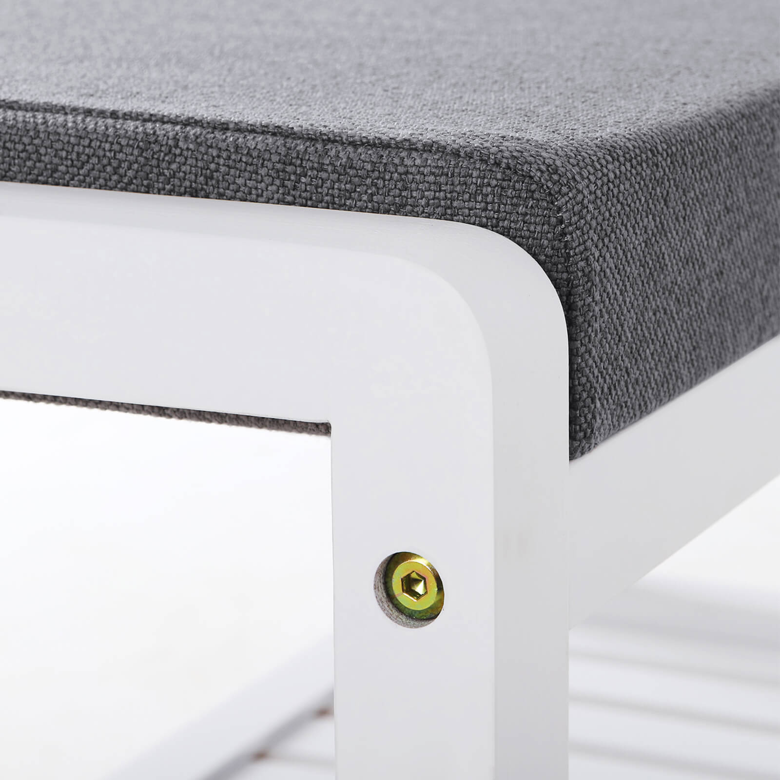 Shoe Bench - Bamboo - White - With Cushion and Storage