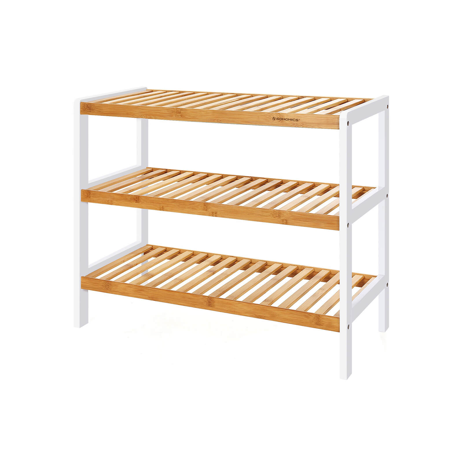 3-Tier Bamboo Shoe Rack - Natural Bamboo - Brown - Stores Up to 12 Pairs of Shoes