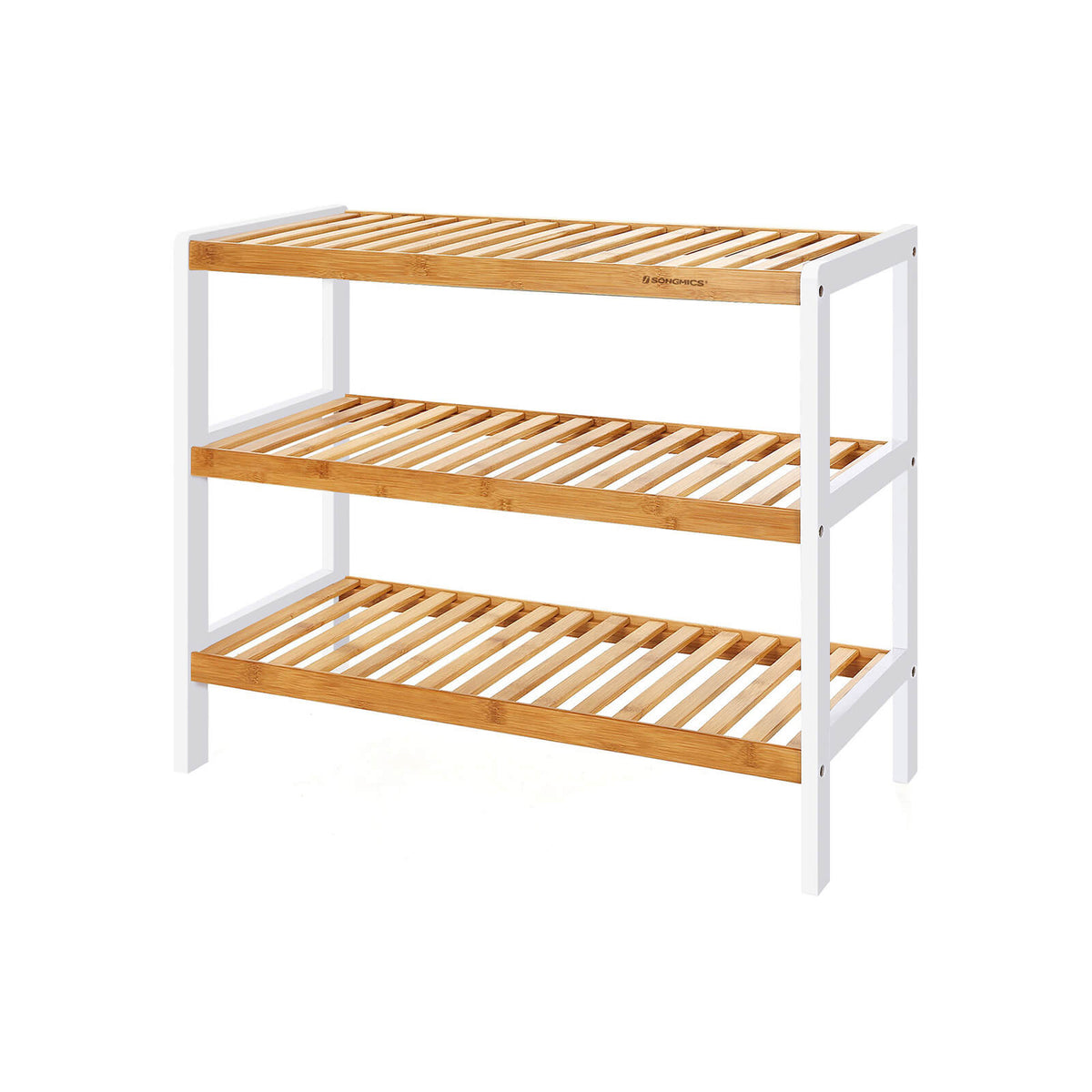 3-Tier Bamboo Shoe Rack - Natural Bamboo - Brown - Stores Up to 12 Pairs of Shoes
