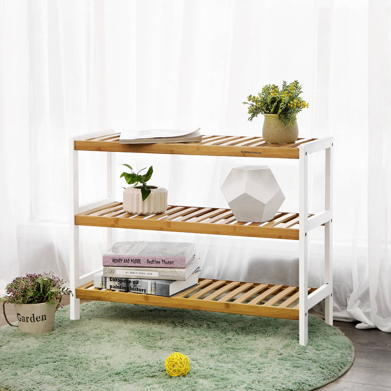3-Tier Bamboo Shoe Rack - Natural Bamboo - Brown - Stores Up to 12 Pairs of Shoes