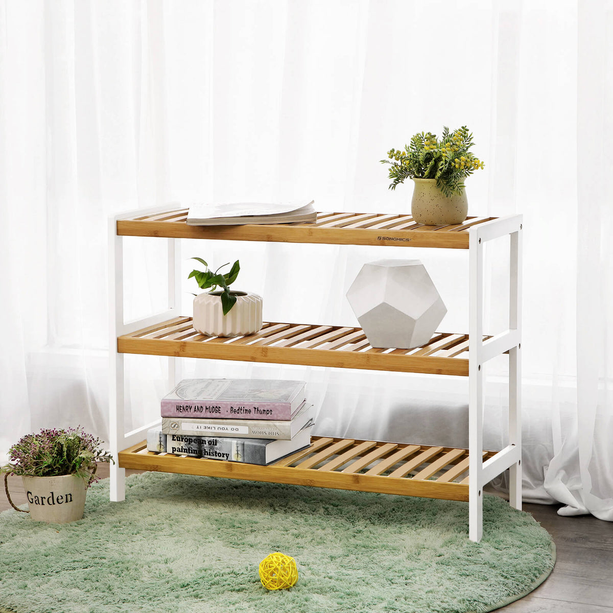 3-Tier Bamboo Shoe Rack - Natural Bamboo - Brown - Stores Up to 12 Pairs of Shoes
