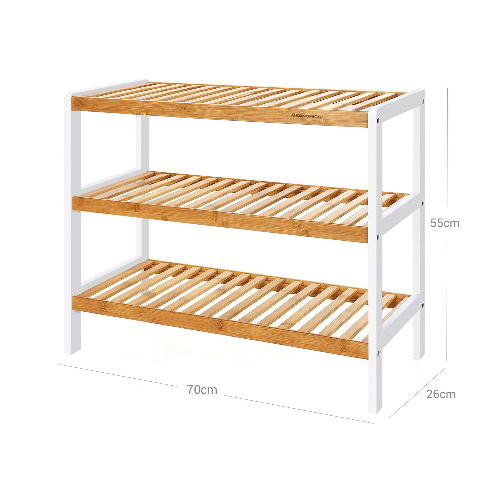 3-Tier Bamboo Shoe Rack - Natural Bamboo - Brown - Stores Up to 12 Pairs of Shoes