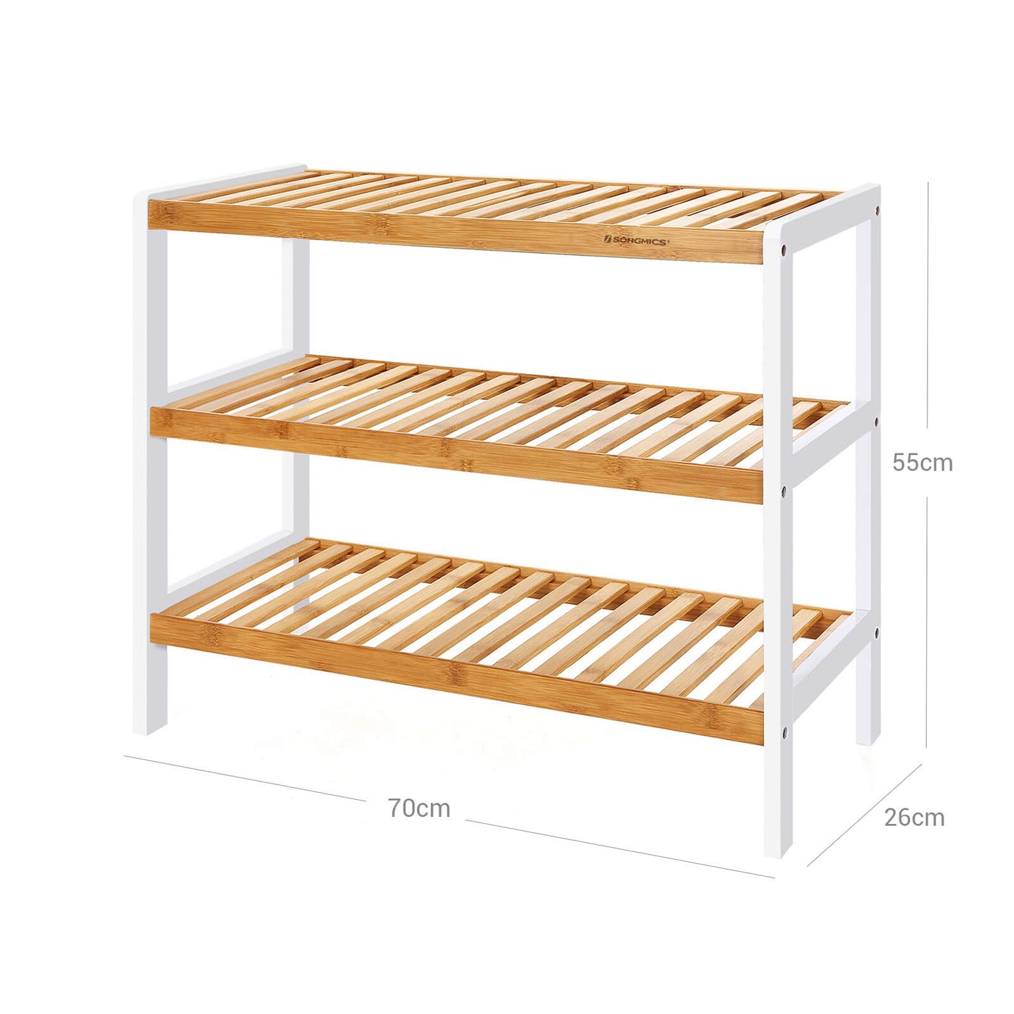 3-Tier Bamboo Shoe Rack - Natural Bamboo - Brown - Stores Up to 12 Pairs of Shoes