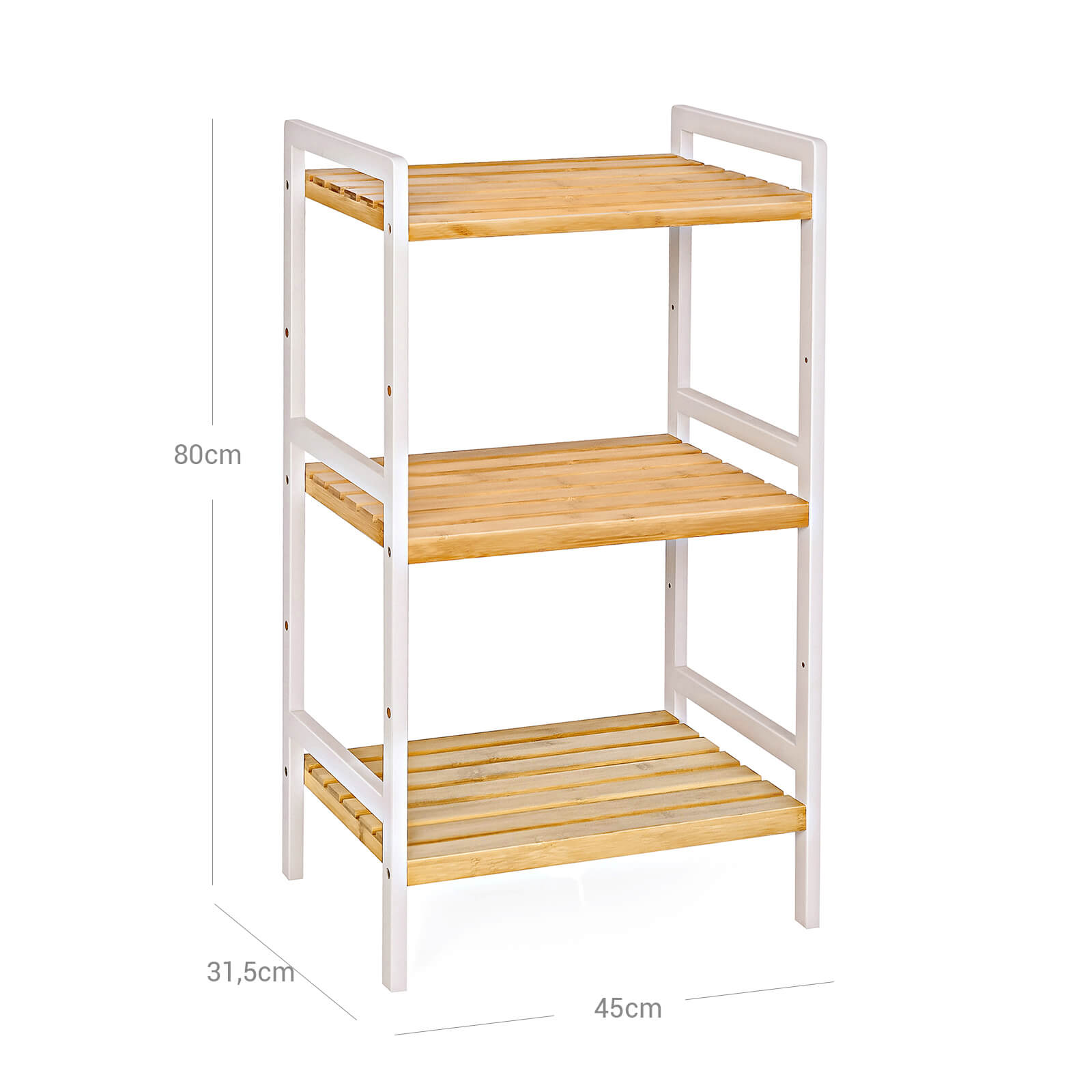 3-Tier Storage Rack - Bamboo - Natural Grain and White - Versatile for Bathroom