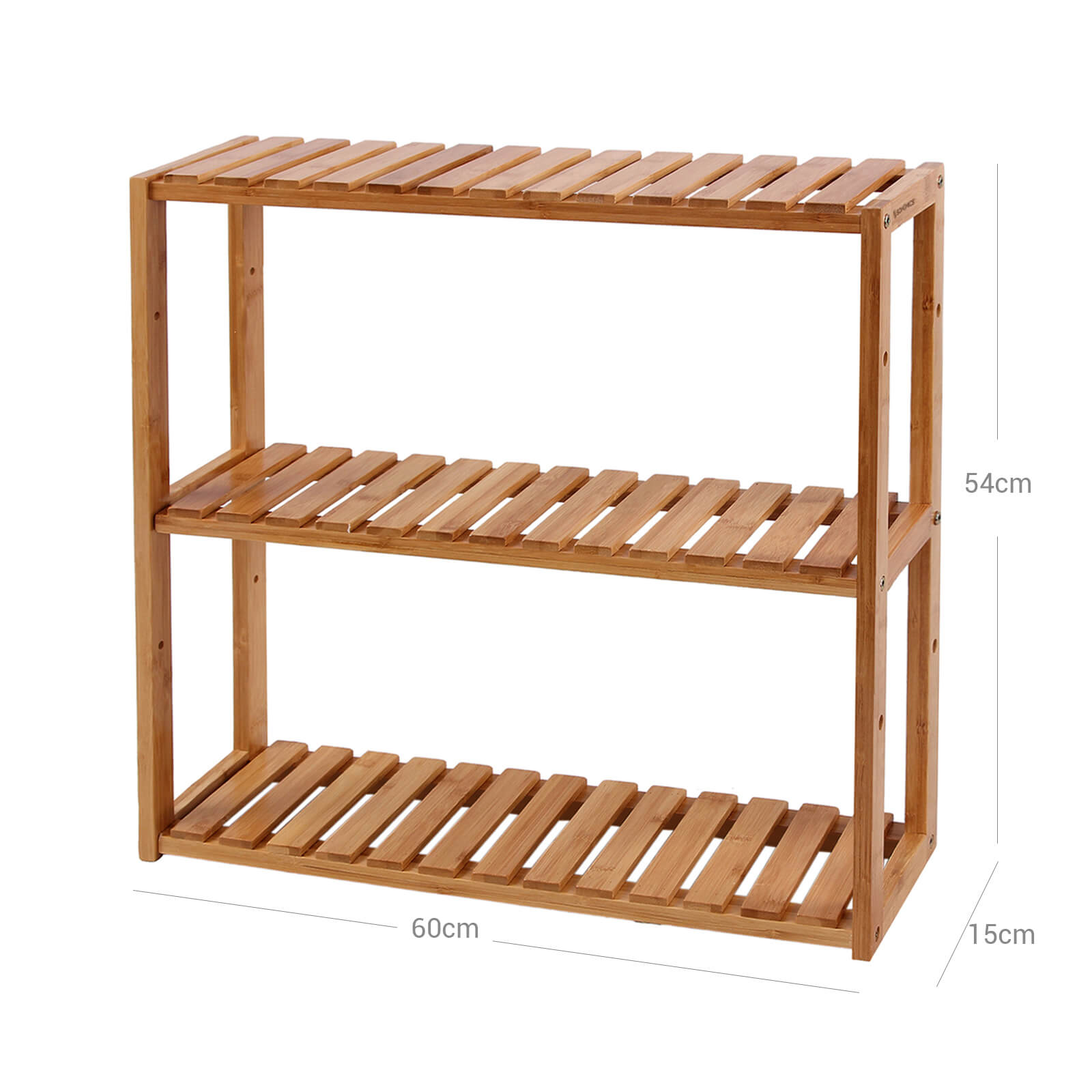 Adjustable Bamboo Storage Shelf - Natural - 3-Tier Design for Bathroom