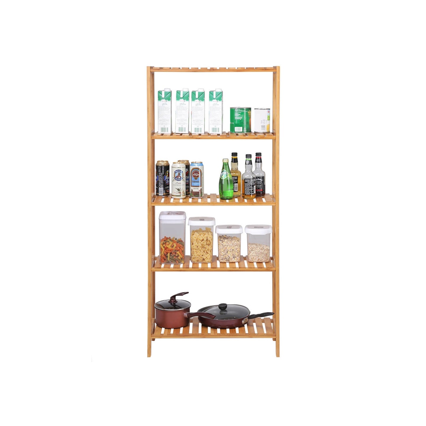 Bamboo Storage Shelf - 5-Tier - Natural - Multi-Purpose for Hallway