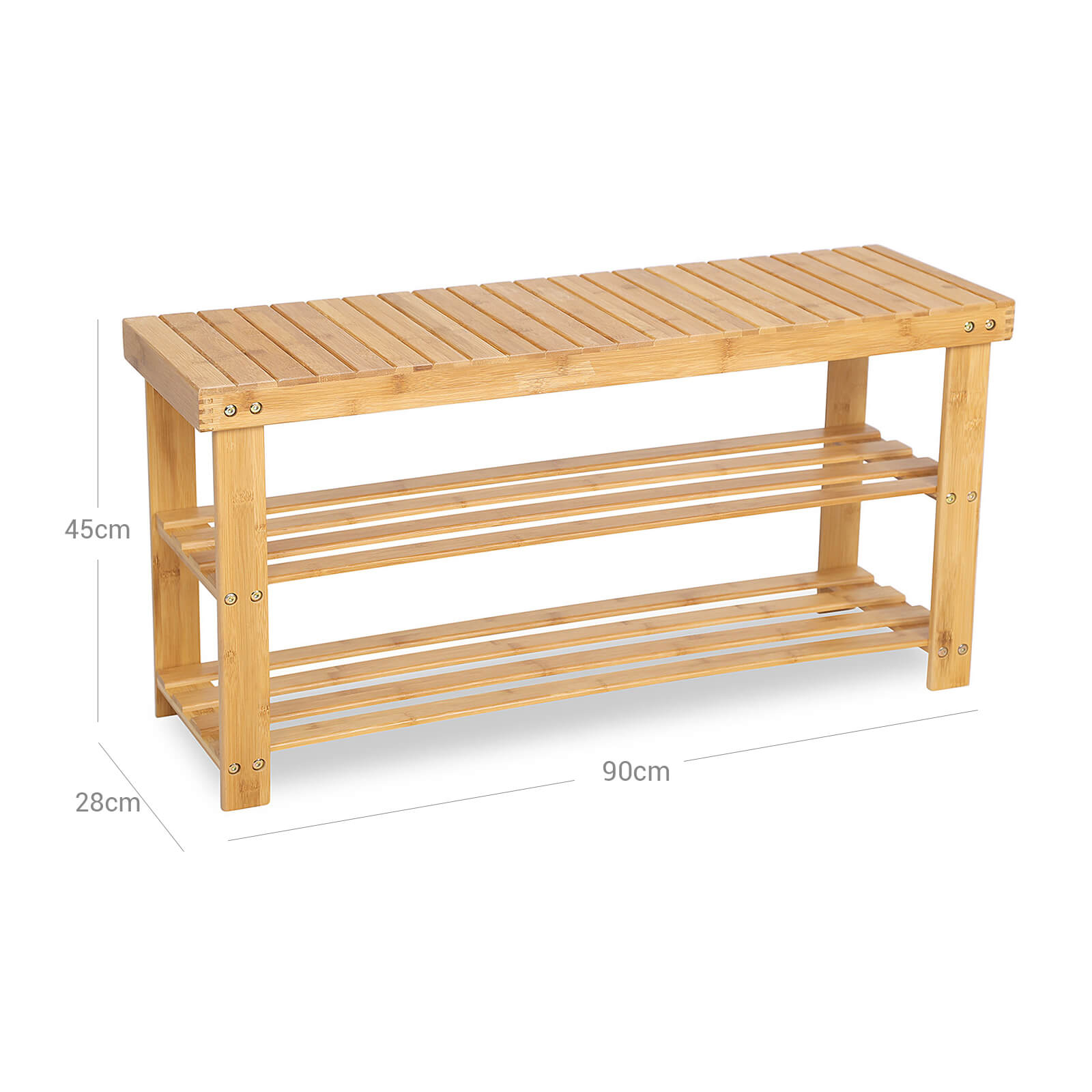 Bamboo Shoe Bench - Natural Bamboo - Neutral