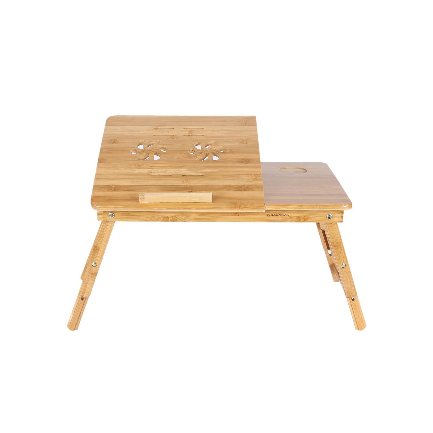 Tiltable Laptop Desk - Bamboo - Natural - Adjustable with Cooling Holes and Drawer