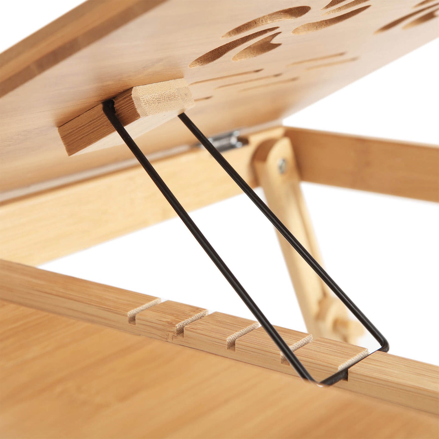 Tiltable Laptop Desk - Bamboo - Natural - Adjustable with Cooling Holes and Drawer