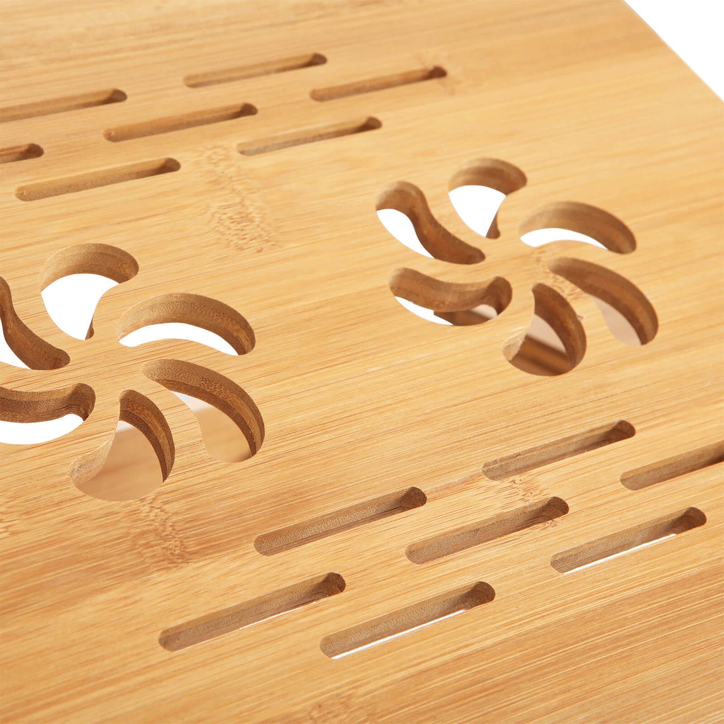 Tiltable Laptop Desk - Bamboo - Natural - Adjustable with Cooling Holes and Drawer
