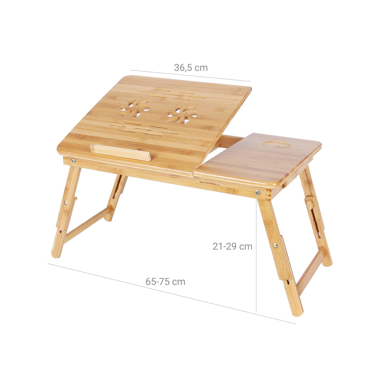 Tiltable Laptop Desk - Bamboo - Natural - Adjustable with Cooling Holes and Drawer