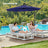 Cantilever Patio Umbrella - Fabric - Red - Solar-Powered LED Lights