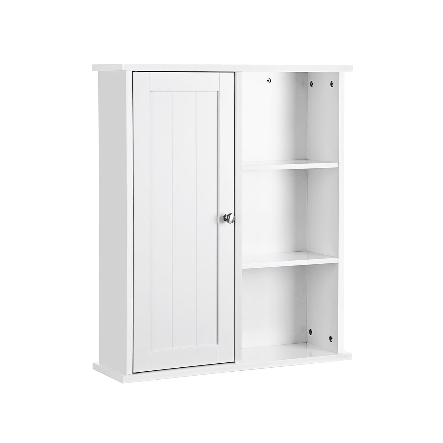 Bathroom Wall Storage Cabinet - Engineered Wood - White - Wall Mounted with Adjustable Compartments
