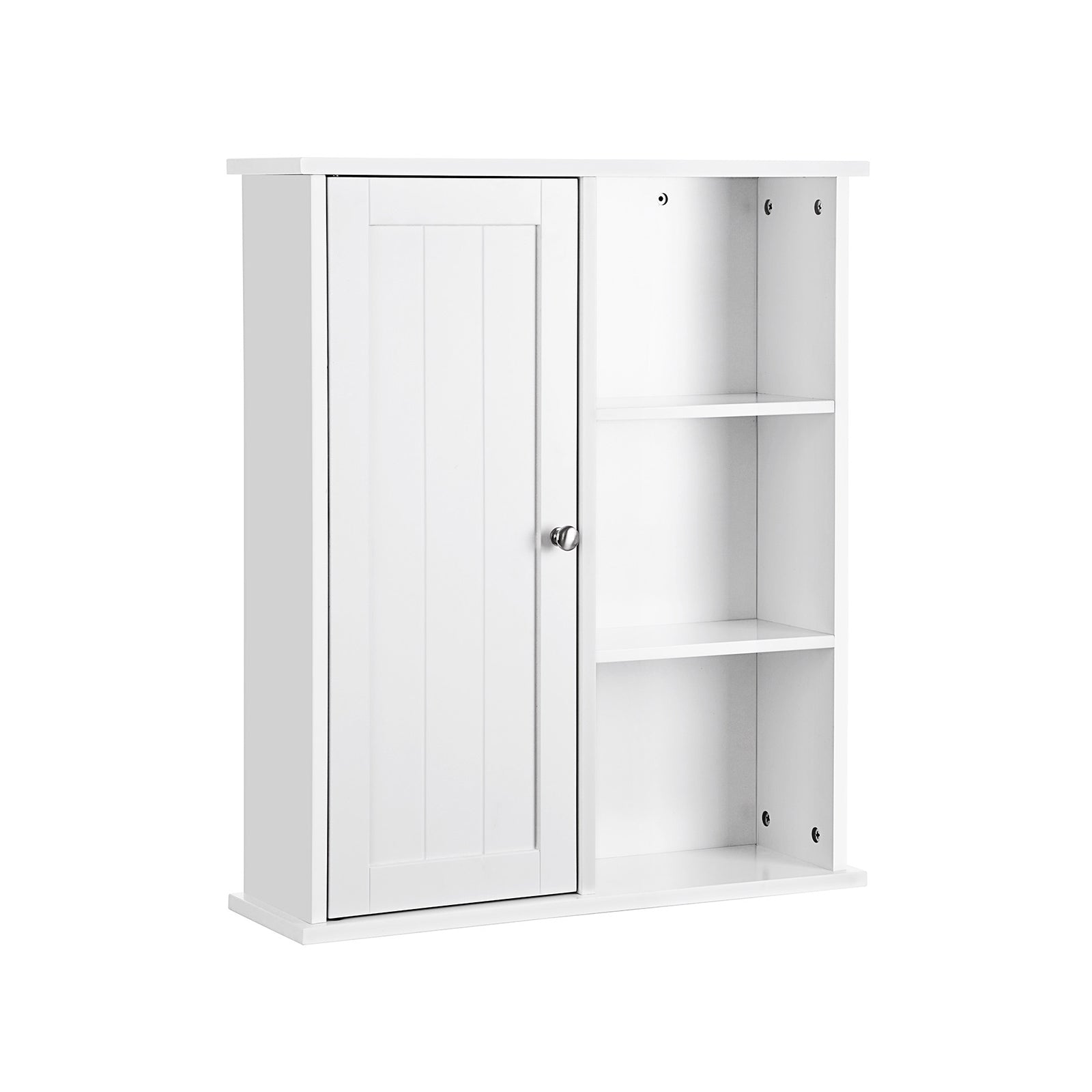 Bathroom Wall Storage Cabinet - Engineered Wood - White - Wall Mounted with Adjustable Compartments
