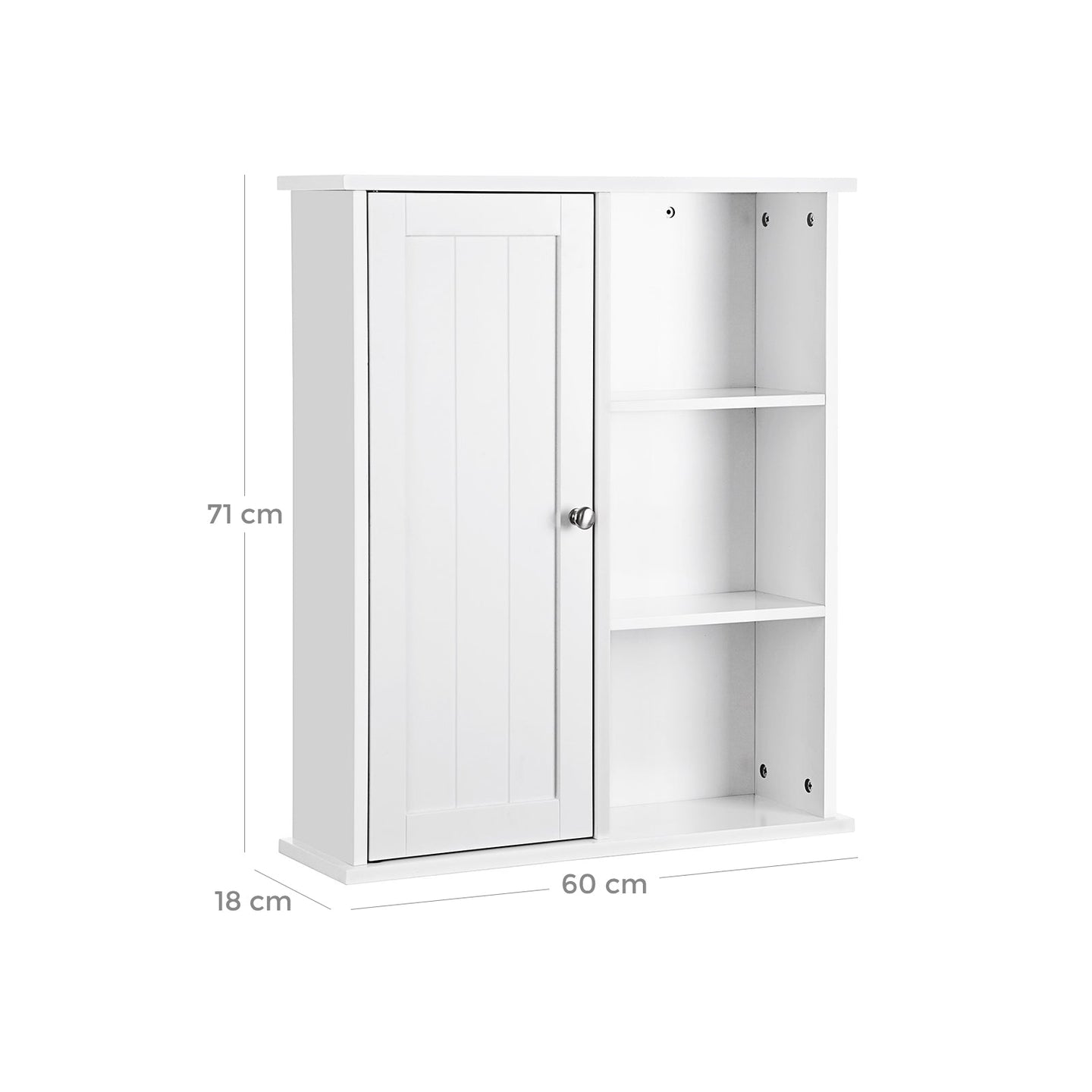 Bathroom Wall Storage Cabinet - Engineered Wood - White - Wall Mounted with Adjustable Compartments