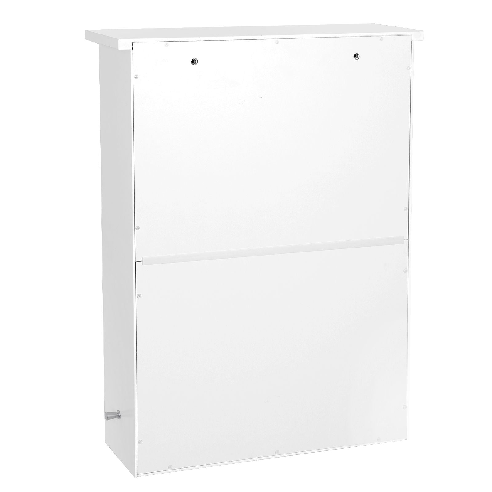 Wall Storage Cabinet - Wood - White - With Open Compartment and Adjustable Shelf