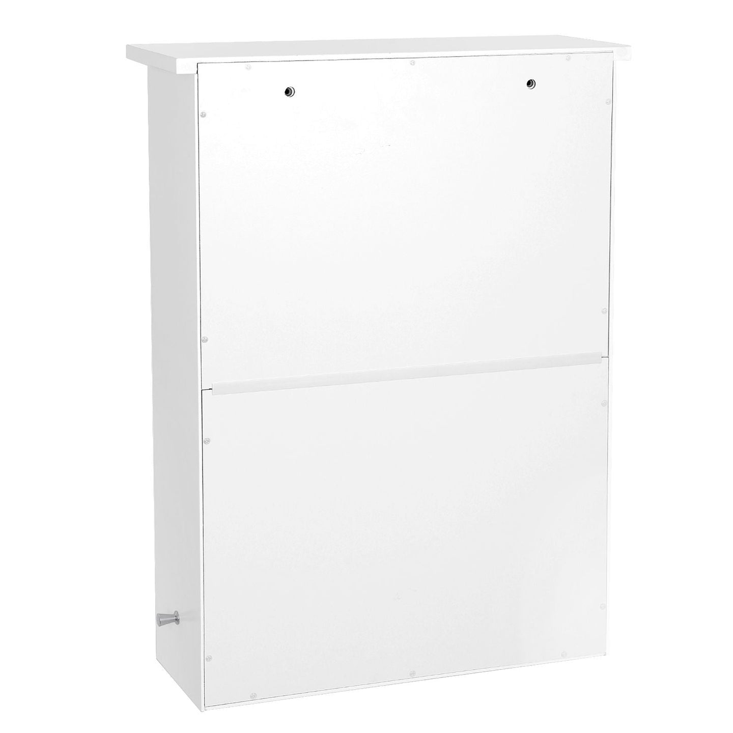 Wall Storage Cabinet - Wood - White - With Open Compartment and Adjustable Shelf
