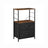 Bedside Table - Wood - Rustic Brown and Black - Vertical Storage with Fabric Drawers