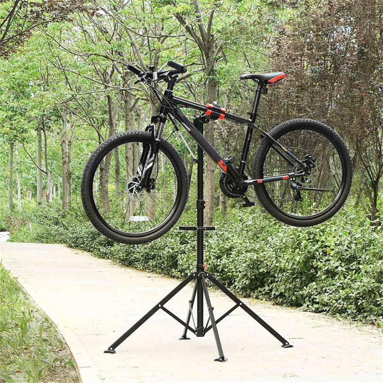 Bike Repair Stand - Steel - Black - Portable with Magnetic Tool Tray