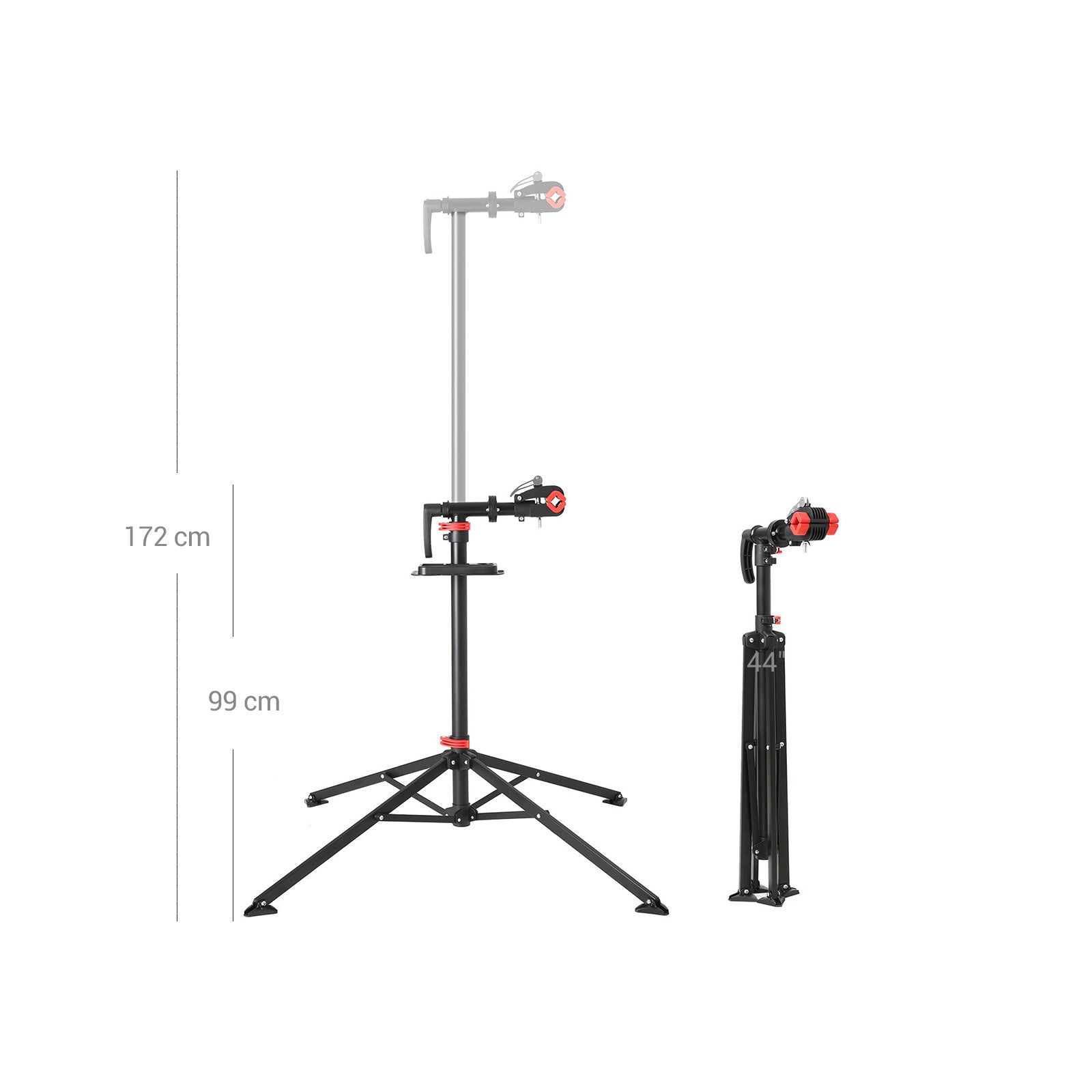 Bike Repair Stand - Steel - Black - Portable with Magnetic Tool Tray