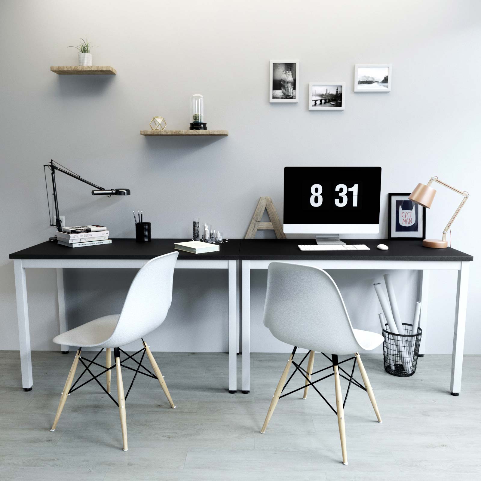 Computer Desk - Wood - Black - Spacious Desktop for Better Organization