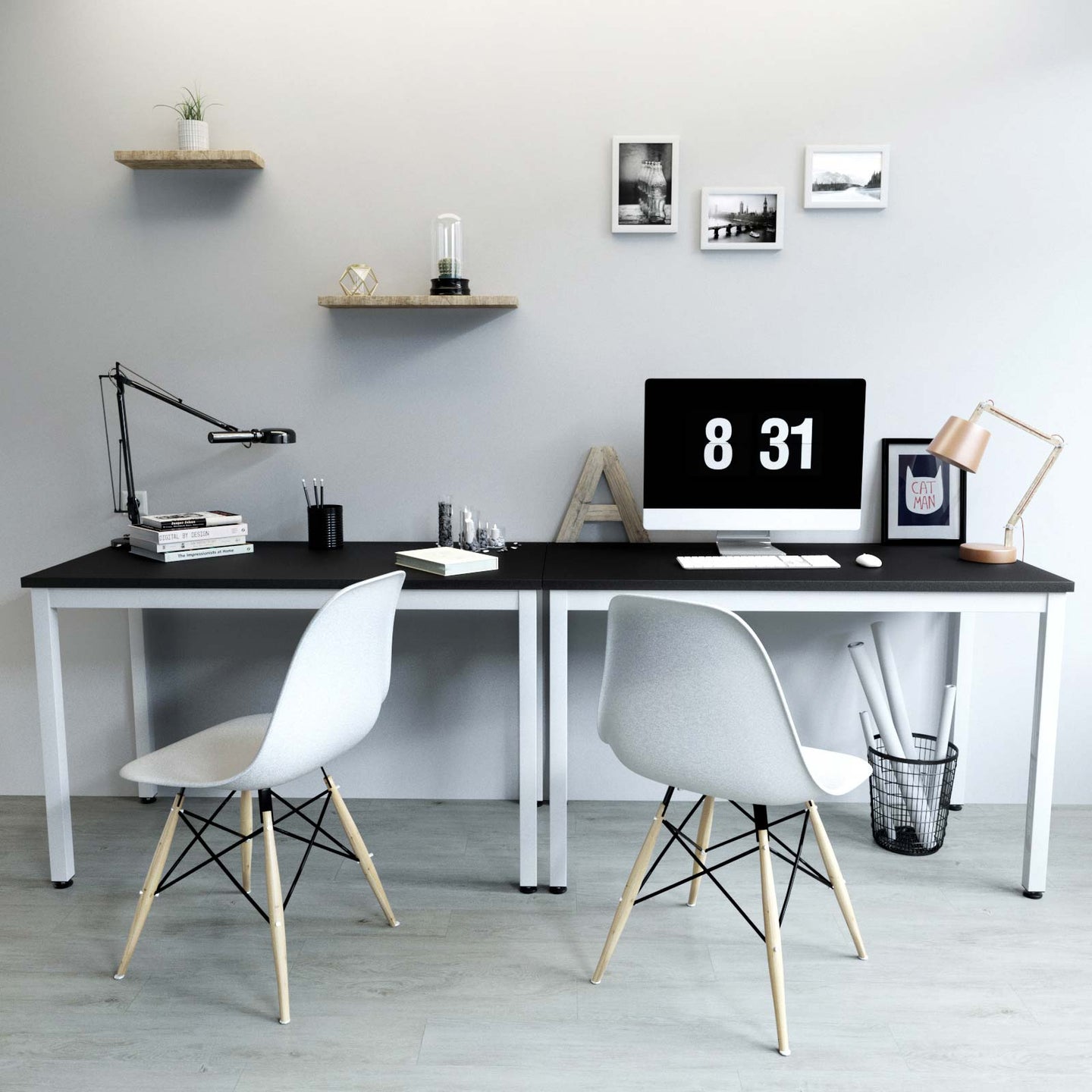 Computer Desk - Wood - Black - Spacious Desktop for Better Organization