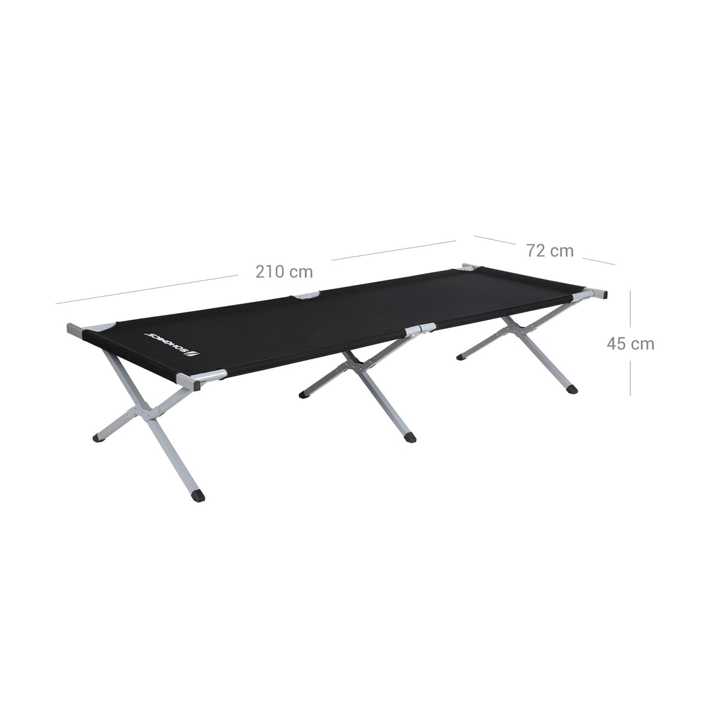 Folding Camping Bed - Metal - Black - TÜV Rheinland Tested 260 kg Load Capacity