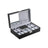 Watch Storage Box - Wood - Black - Lockable with Mirror and Cufflink Compartment for 8 Watches