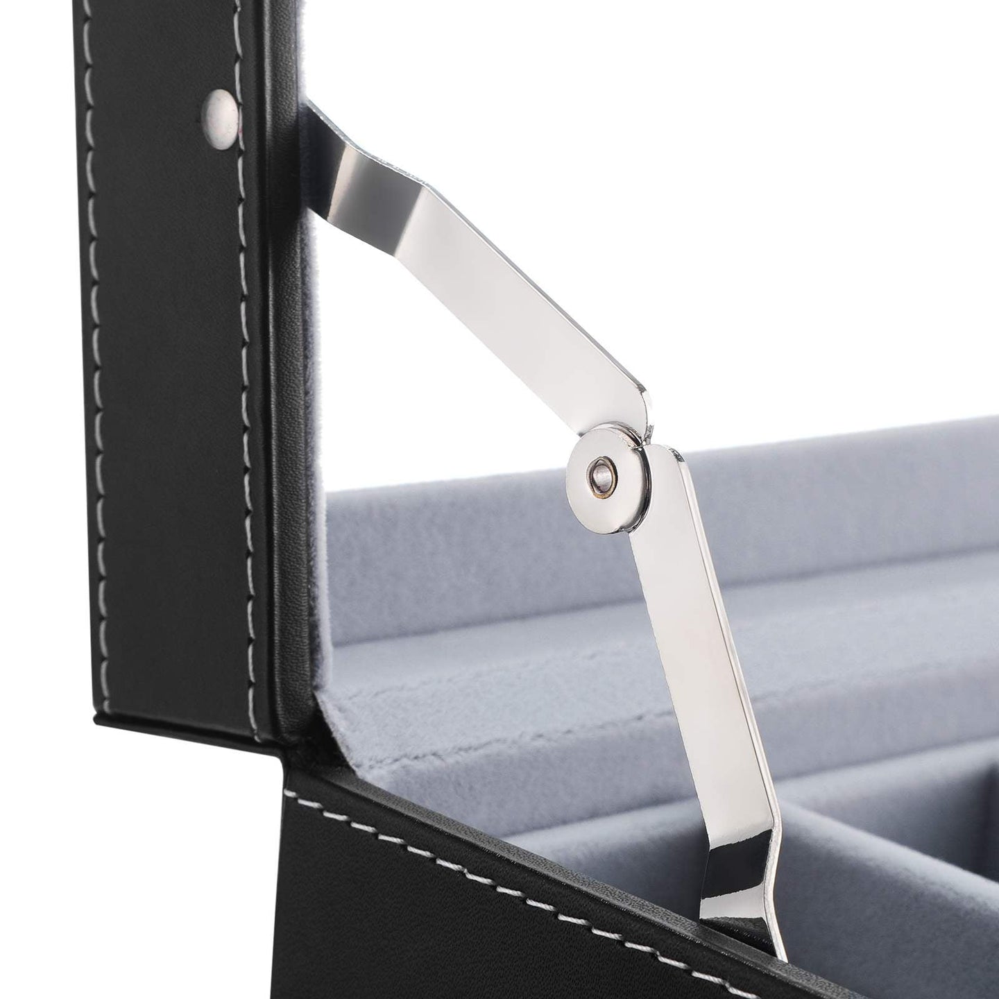 Watch Storage Box - Wood - Black - Lockable with Mirror and Cufflink Compartment for 8 Watches