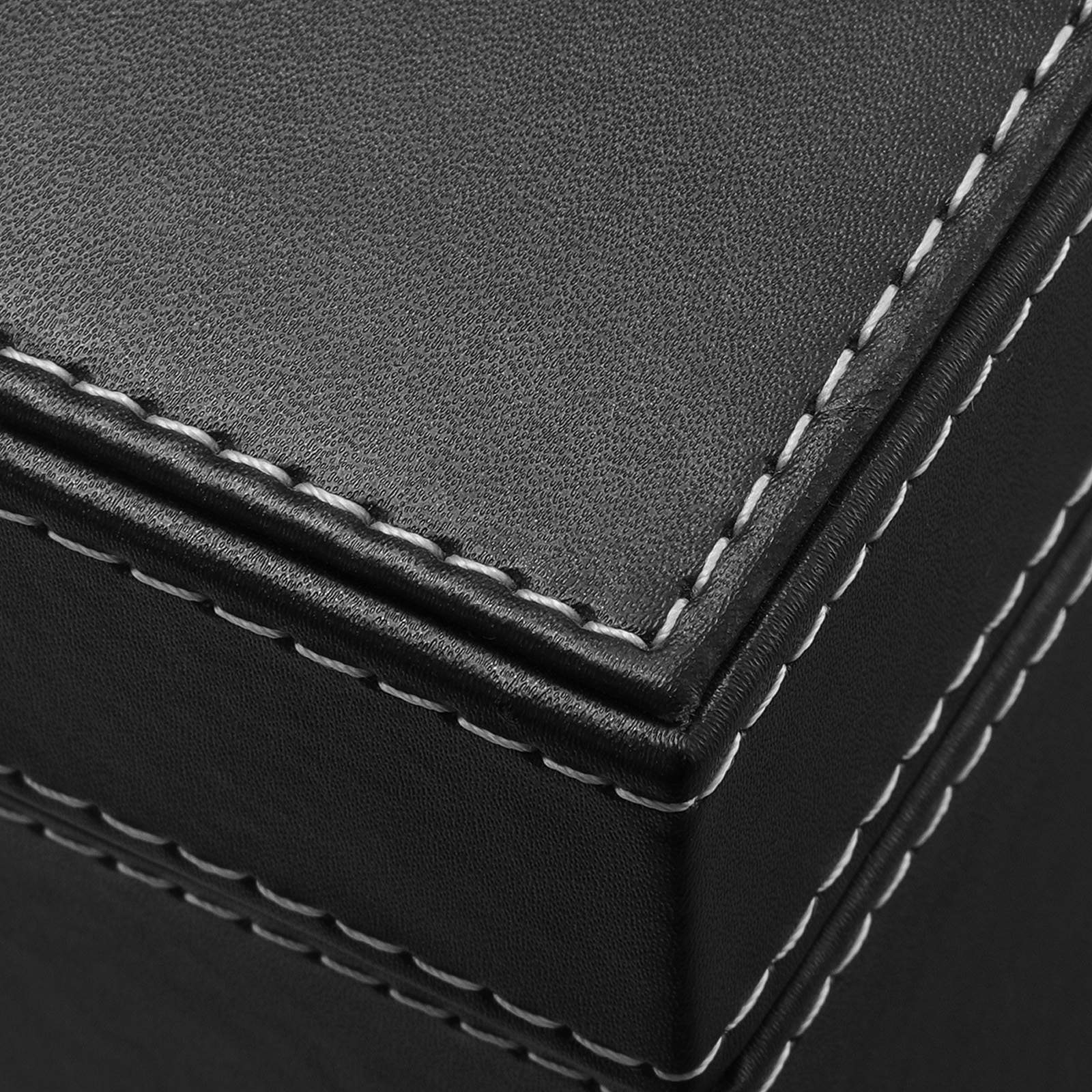 Watch Storage Box - Wood - Black - Lockable with Mirror and Cufflink Compartment for 8 Watches