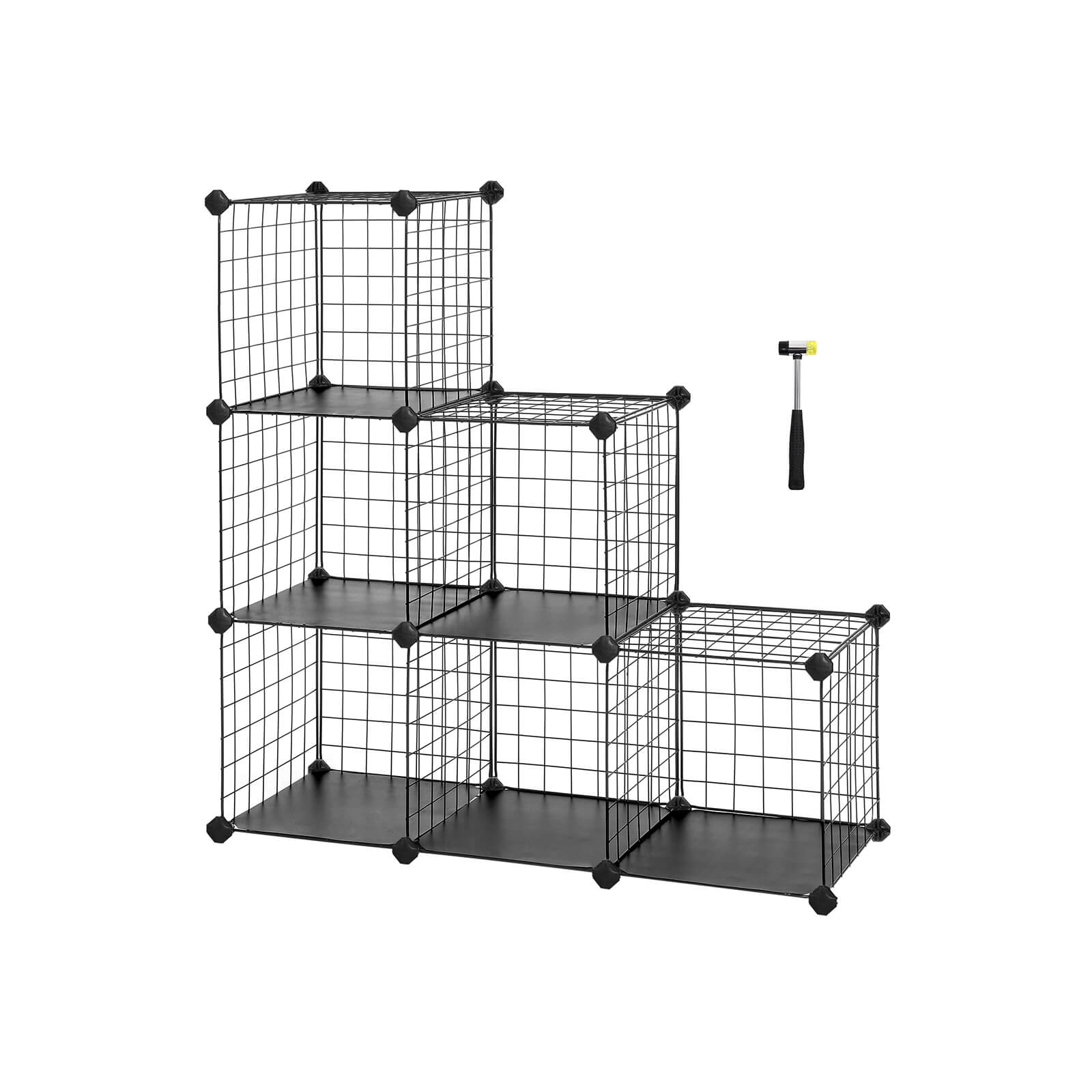 Storage Rack - Metal Wire - Black - Interlocking Design with Plastic Sheets