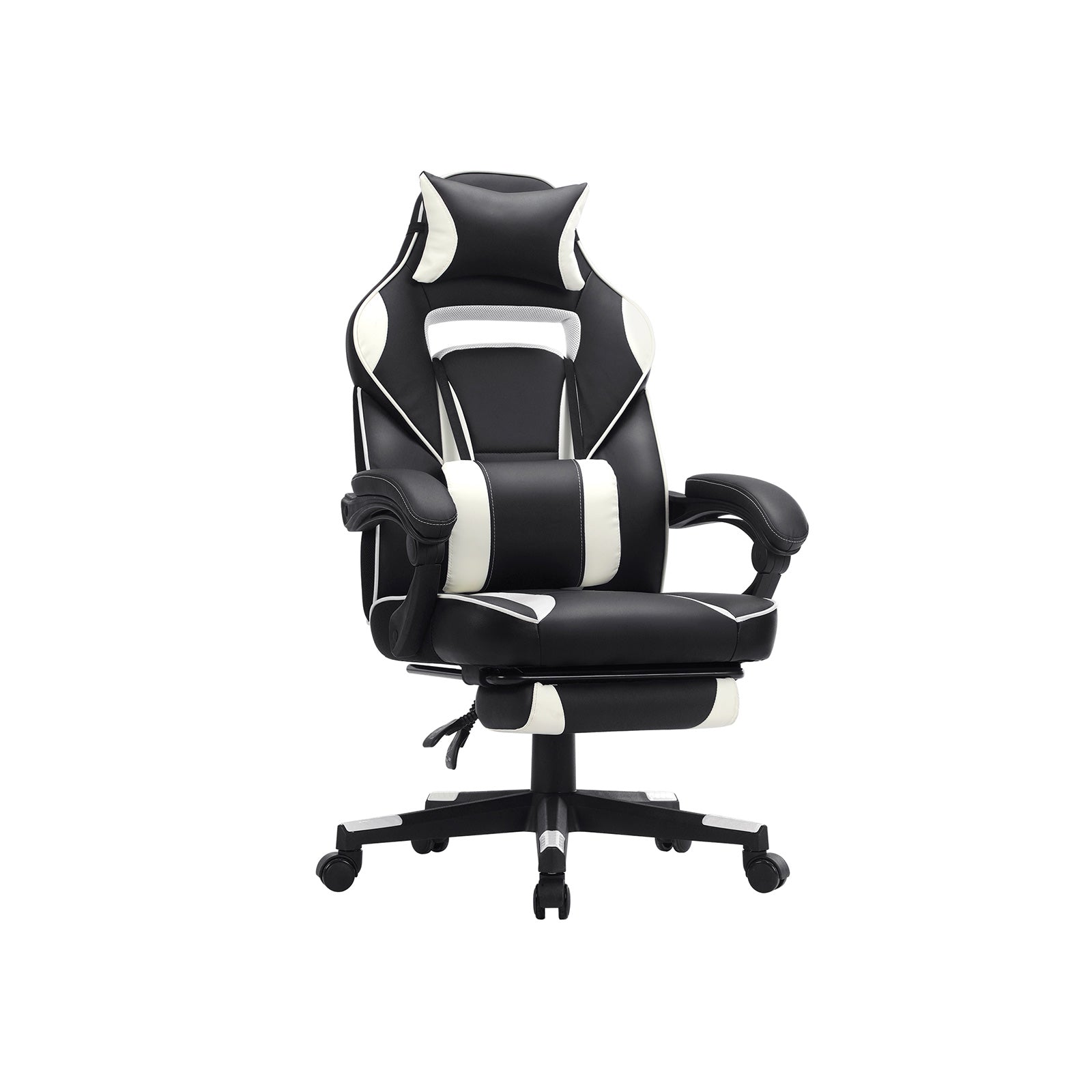 Office Chair - Faux Leather - Black and Red - Ergonomic Design with Footrest and Lumbar Support