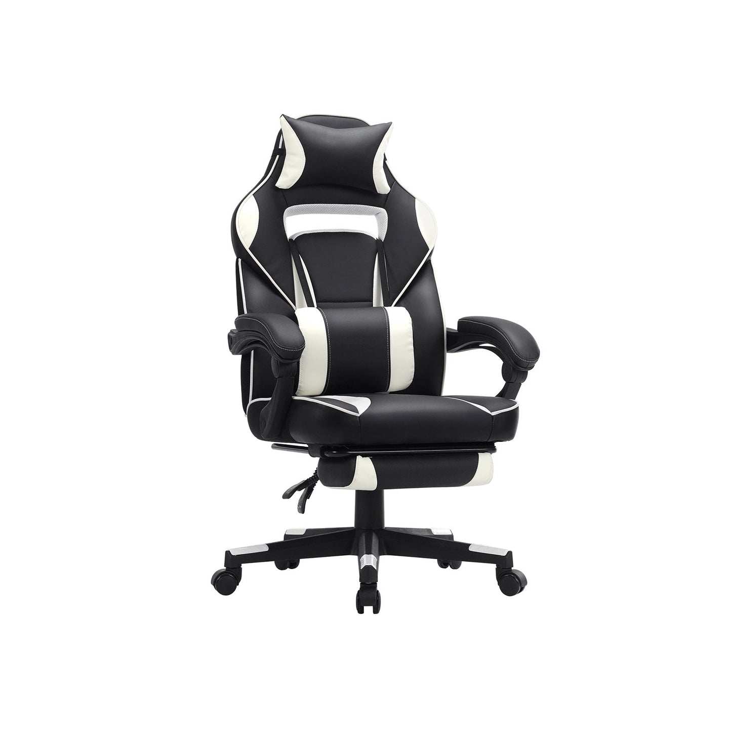 Office Chair - Faux Leather - Black and Red - Ergonomic Design with Footrest and Lumbar Support