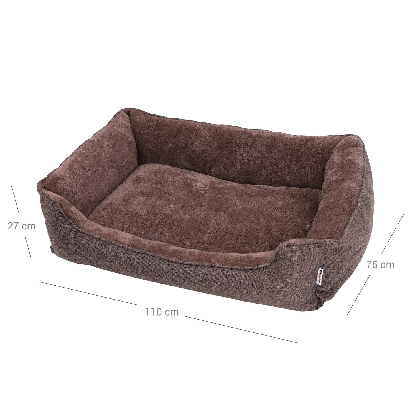 Dog Bed - Fabric - Brown - Washable with Removable Cover