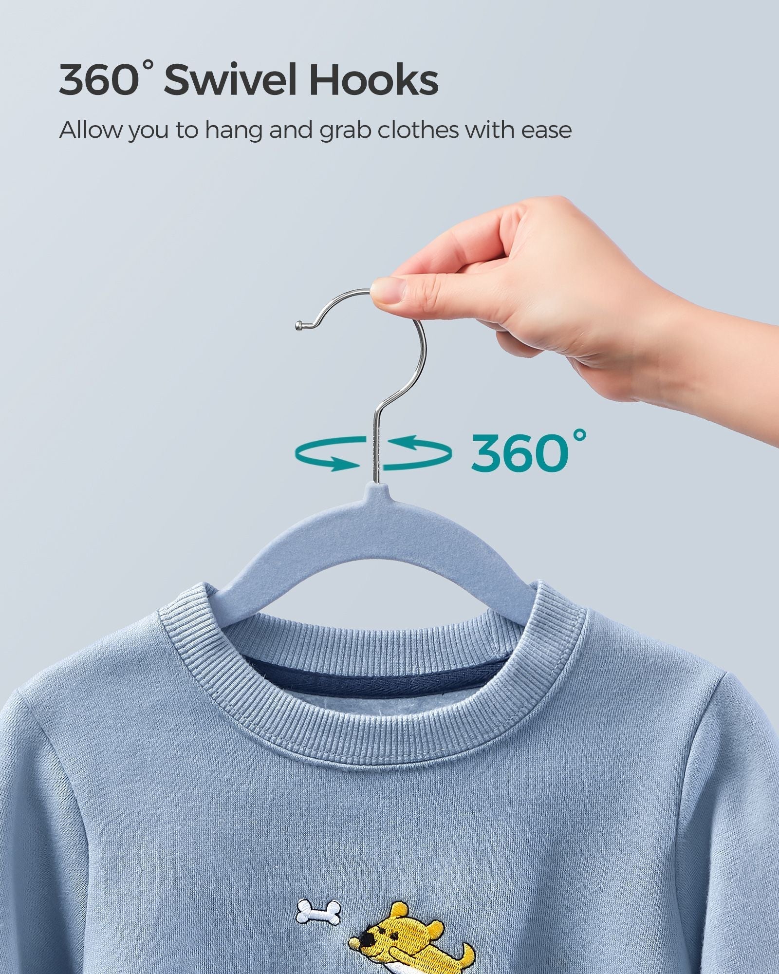 Pack of 50 Velvet Baby Hangers - Velvet - Pale Blue - Non-Slip Design with Rose Gold Hooks