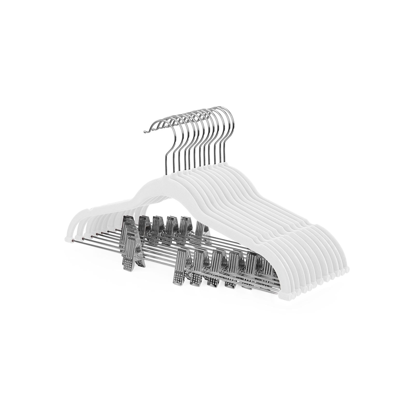 Pants Hangers - Velvet - White - Adjustable Clips