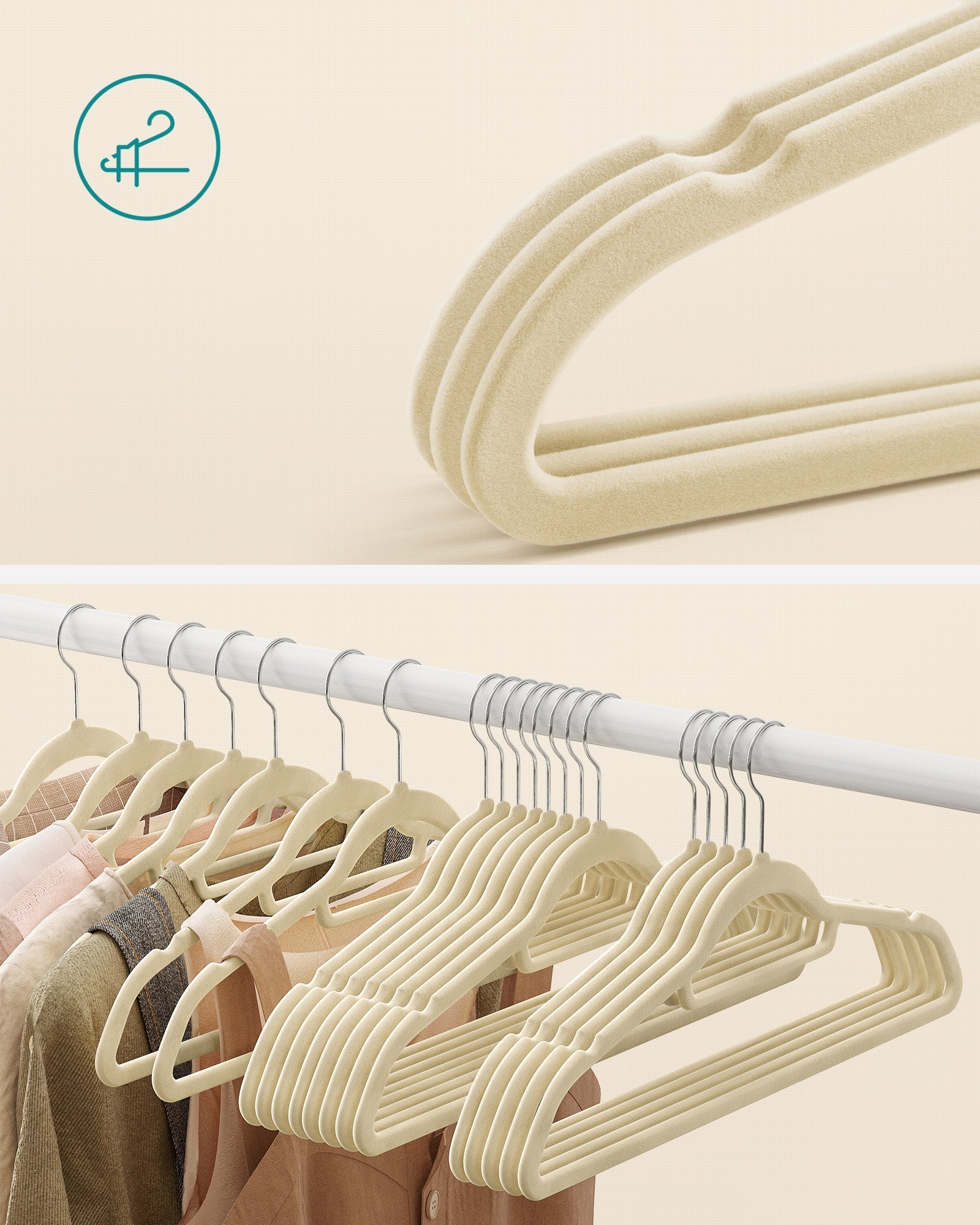 Velvet Hangers - Velvet - Beige - Space-Saving