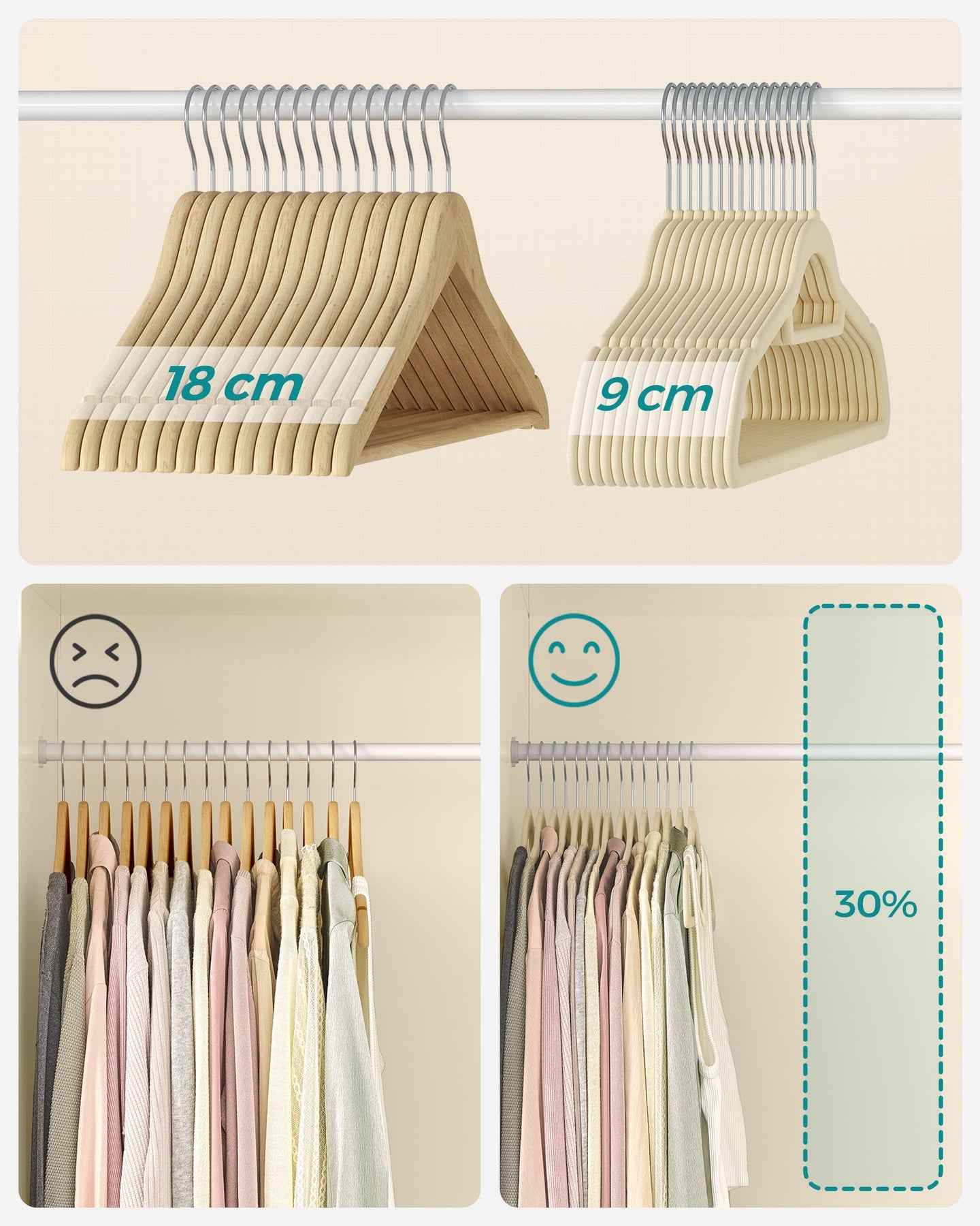 Velvet Hangers - Velvet - Beige - Space-Saving
