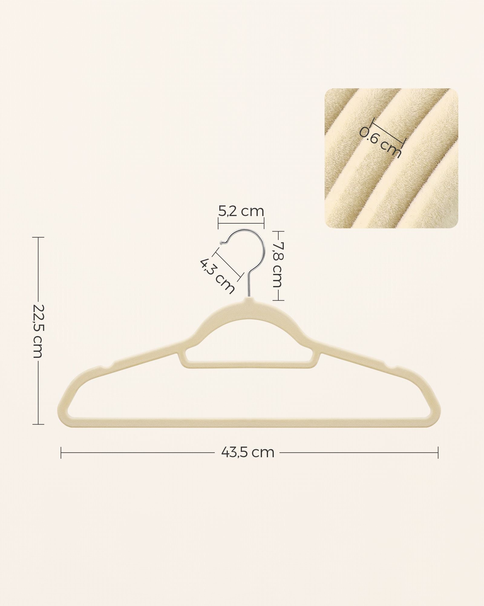 Velvet Hangers - Velvet - Beige - Space-Saving