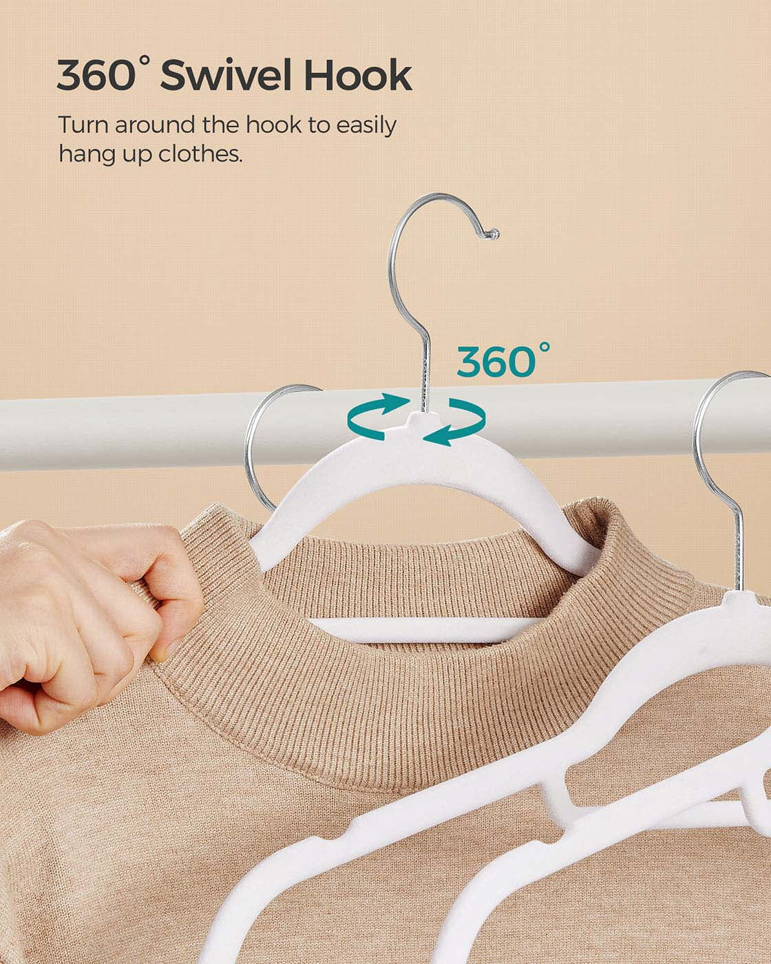 Ultra Thin Velvet Hangers - Velvet - Black - Space Saving Non-Slip Design with Tie Organizer and 360 Degree Swivel Hook