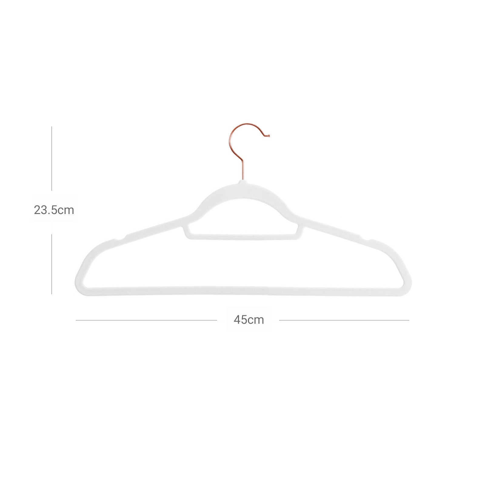 Non-Slip Velvet Clothes Hangers - 50 Pack - White - Space Saving Design with Rose Gold Swivel Hook