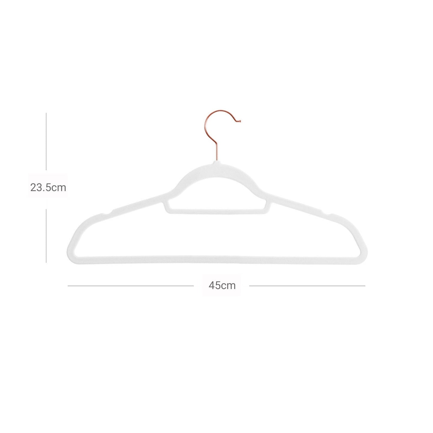 Non-Slip Velvet Clothes Hangers - 50 Pack - White - Space Saving Design with Rose Gold Swivel Hook