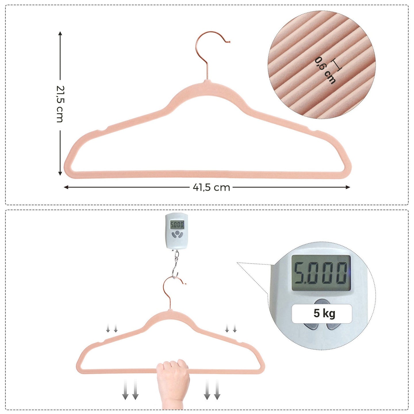 Set of 20 Velvet Hangers - Pink - Thin and Durable with 360° Swivel Hooks