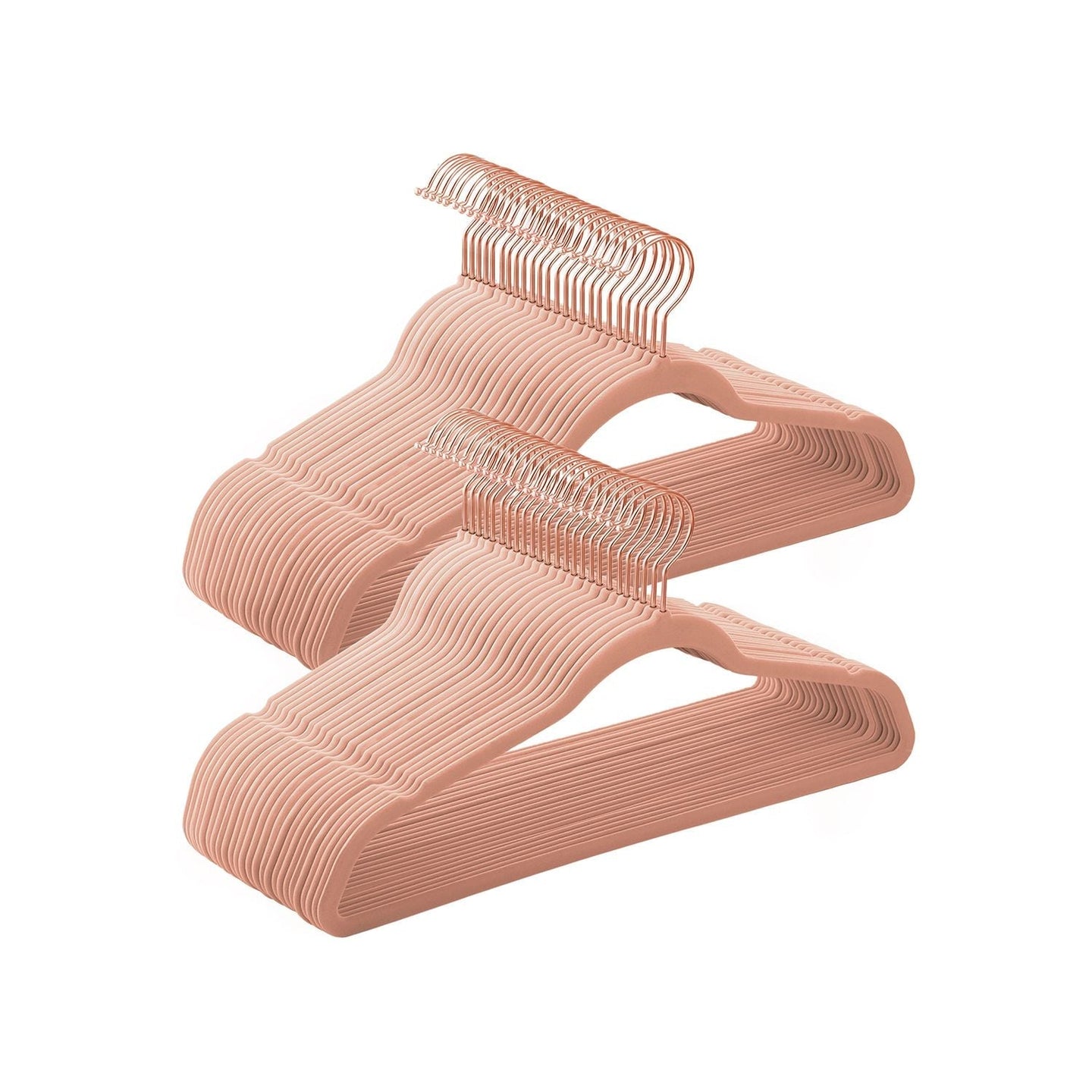 Set of 50 Velvet Hangers - Velvet - Pink and Rose Gold - 360° Swivel Hooks