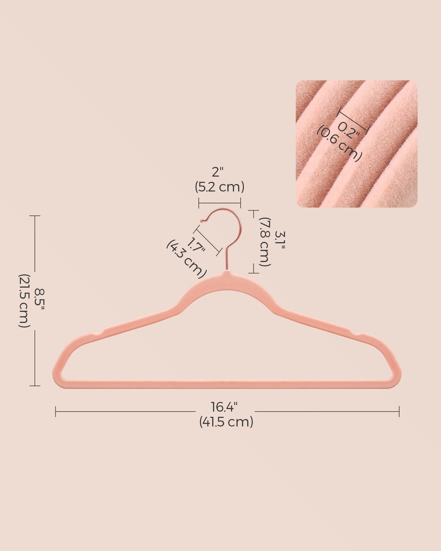 Set of 50 Velvet Hangers - Velvet - Pink and Rose Gold - 360° Swivel Hooks