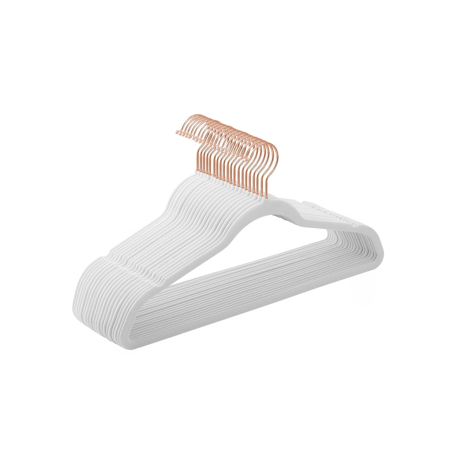 Set of 20 Velvet Hangers - 360° Swivel Hooks - White - Thin and Durable